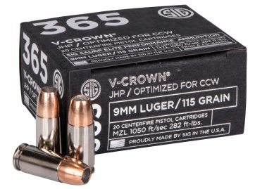 SIG E9MMA1-365-20        VCRWN 9MM  115 JHP  20/10