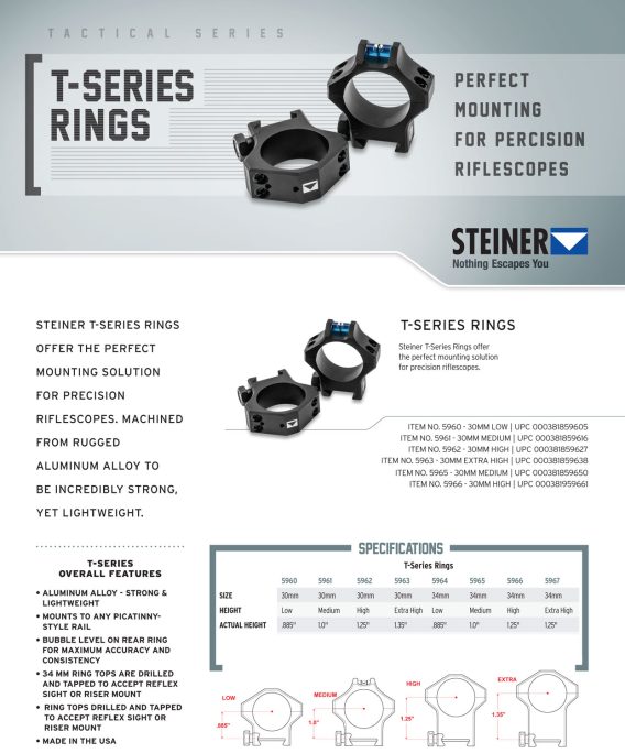 STEINER 5965        T-SERIES SCPE RINGS 34MM MED - Image 2