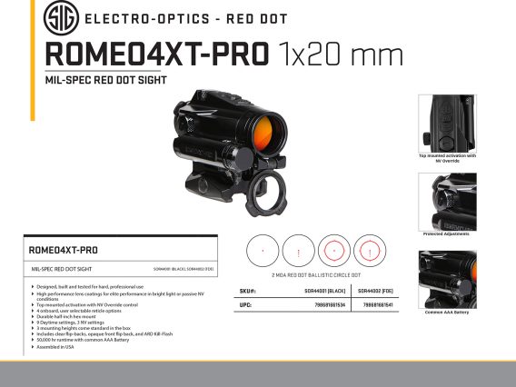 SIG SOR44001    ROMEO4 PRO 2MOA 4 RETICLES     BLK - Image 2