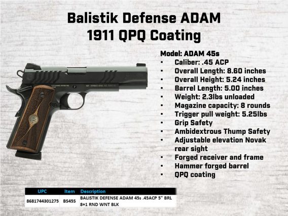 GFORCE BS45S        BALISTIK DEF ADAM 45ACP    5IN - Image 2